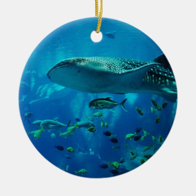 Whale Shark Underwater Oceanlife Ceramic Ornament (Front)