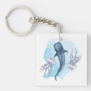 Whale Shark. Watercolor Keychain