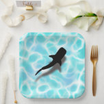 Whale Shark with Shadow Tropical Beach Paper Plate<br><div class="desc">Silhouette Whale Shark with shadow on a blue tropical water beach background paper plates</div>