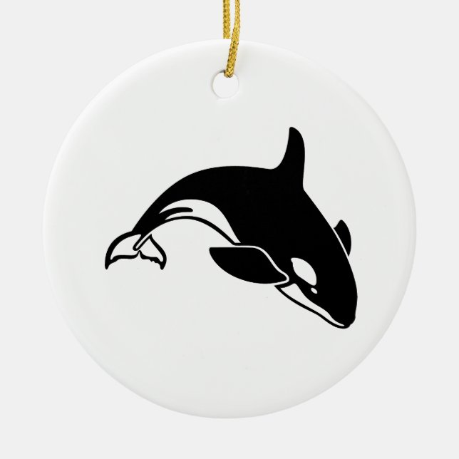 Whale Silhouette Ceramic Ornament (Front)