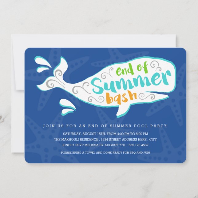 Whale Splash | End of Summer Party Invitation (Front)