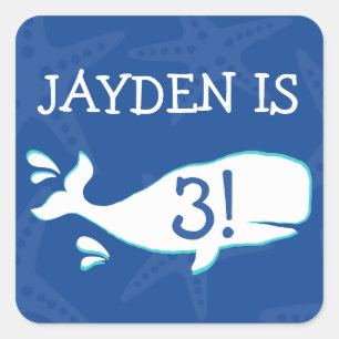Whale Splash   Personalized Birthday Stickers