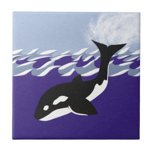 Whale Swimming in the Ocean Tile