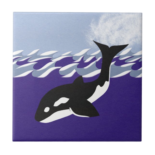Whale Swimming in the Ocean Tile (Front)