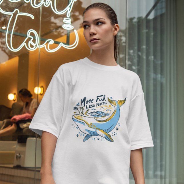 Whale Swimming Line Art T-Shirt (Creator Uploaded)