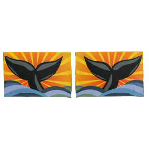 Whale Tail and Ocean Waves Pillowcase