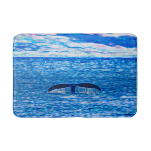 Whale Tail Deep Blue Ocean Bath Mat