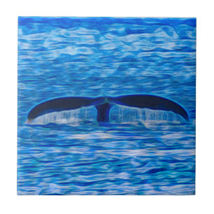 Whale Tail Deep Blue Ocean Life Tile
