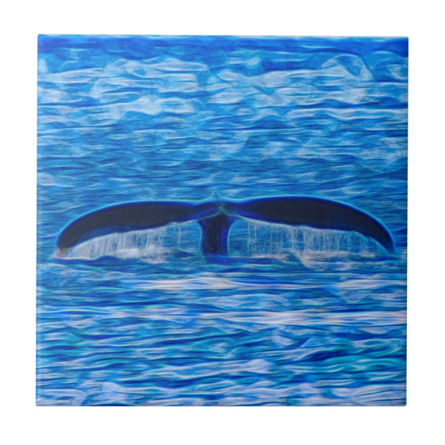 Whale Tail Deep Blue Ocean Life Tile (Front)