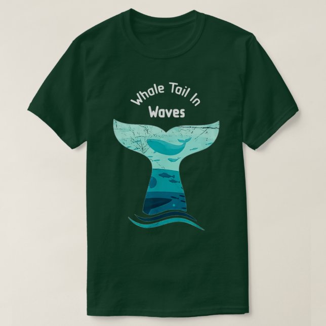 Whale Tail In Waves T-Shirt (Design Front)