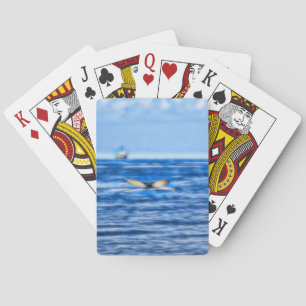 Whale Tail Nautical Ship Blue Ocean Playing Cards