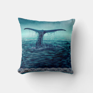 Whale Tail over Ocean Custom Throw Pillow