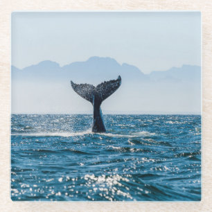 Whale Tail Seascape: Dramatic Water. Glass Coaster