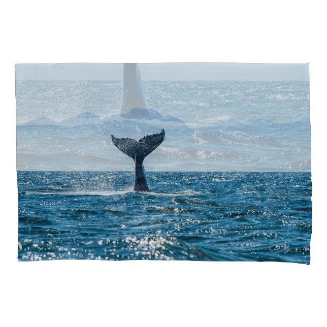 Whale Tail Seascape: Dramatic Water. Pillowcase (Front)