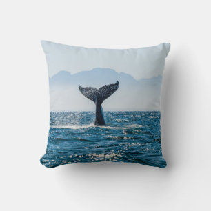Whale Tail Seascape: Dramatic Water. Throw Pillow