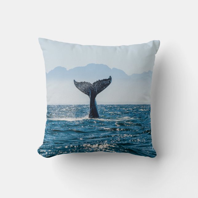 Whale Tail Seascape: Dramatic Water. Throw Pillow (Front)