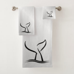 Whale Tail Silver Bath Towel Set