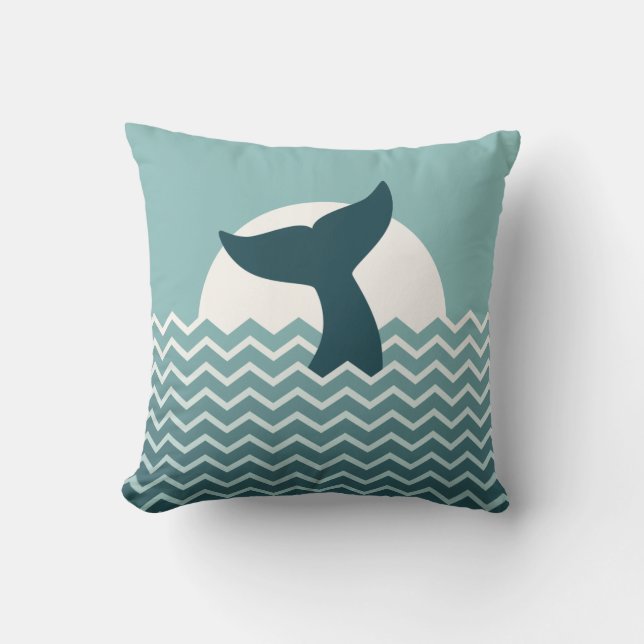 Whale Tail Throw Pillow (Front)