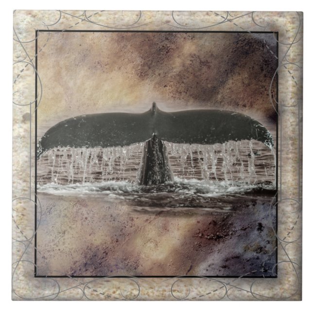 Whale Tail Tile Large (6" X 6") Ceramic Photo Tile (Front)