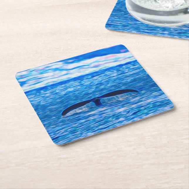 Whale Tail Tropical Blue Ocean Earth Day Square Paper Coaster (Angled)