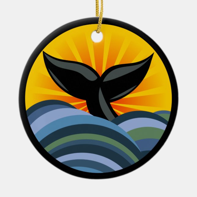 Whale Tail Waves and Sunburst Ornament (Front)