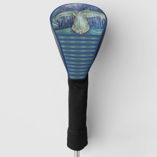 whale tail with stripes golf head cover (Front)