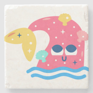 Whale tale stone coaster