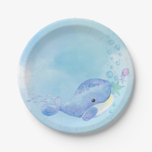 Whale Tastic Blue Birthday Paper Plate