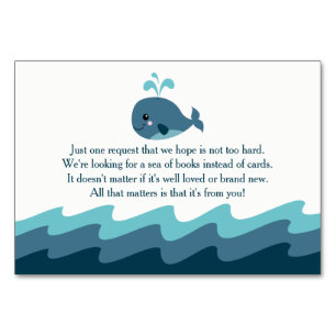Whale themed Baby Shower Book Request Card