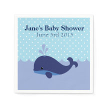Whale Themed Boy Baby Shower Napkins