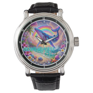 Whale-Themed Decorative Ocean, Shells, Rainbow Watch