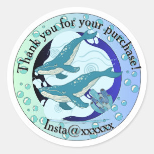 Whale themed   Thank you sticker  