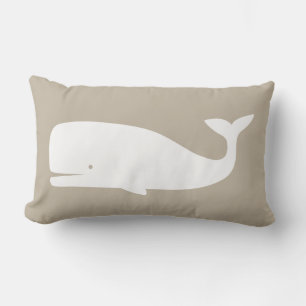 Whale Throw Pillow – Beige &White Nautical Nursery