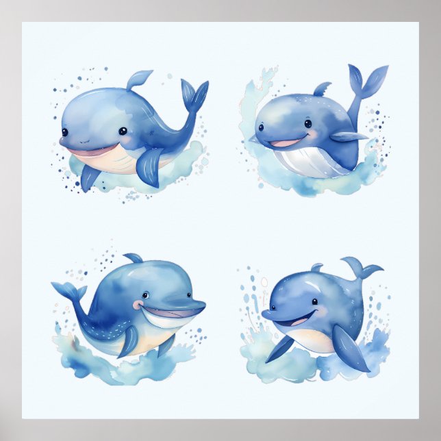 Whale Throw Pillow Poster (Front)