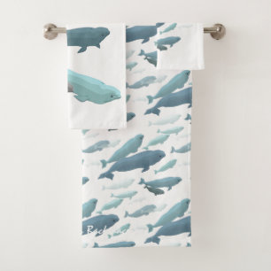 Whale Towel Sets Personalized Beluga Whale Towels