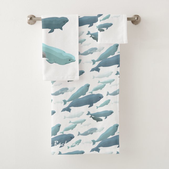 Whale Towel Sets Personalized Beluga Whale Towels (Insitu)