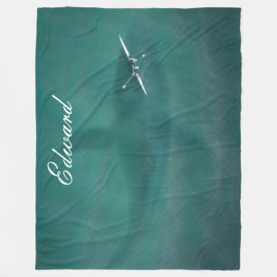 Whale Under Boat: Never Alone at Sea Fleece Blanket