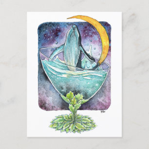 Whale Under The Moon Holiday Postcard