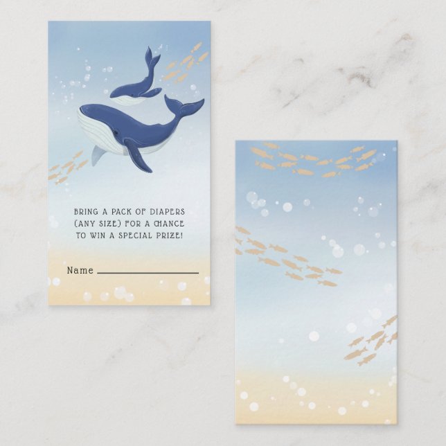 Whale Under the Sea Baby Shower  Enclosure Card (Front/Back)