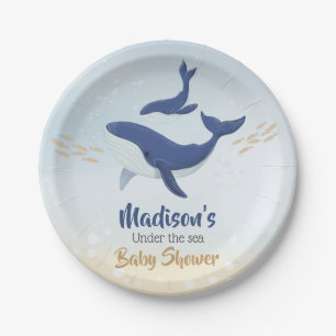 Whale Under the Sea Baby Shower  Paper Plate