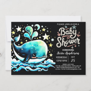 Whale Under the Sea Boho Boy Baby Shower Invitation