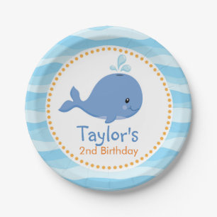 Whale (Under The Sea) Personalized Boy Birthday Paper Plate