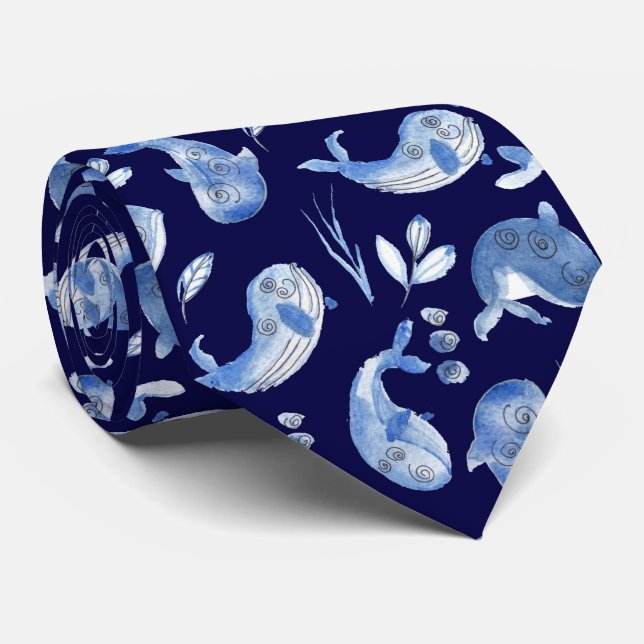 Whale Underwater Life Necktie (Rolled)