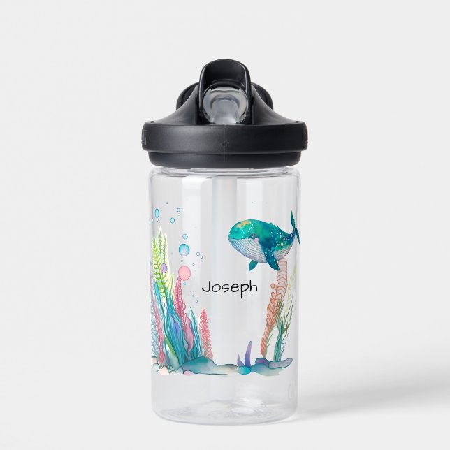 Whale Underwater Personalized Water Bottle (Front)