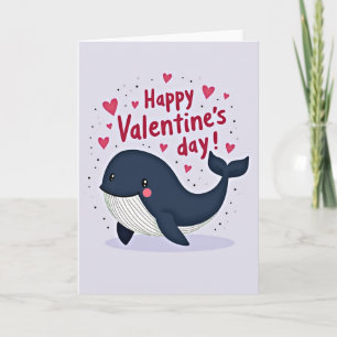 Whale Valentine Striped Love Card