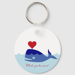 Whale Valentine's Day Keychain