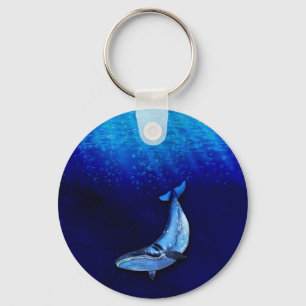 Whale Vertical Motion Scene To Down In Ocean Depth Keychain