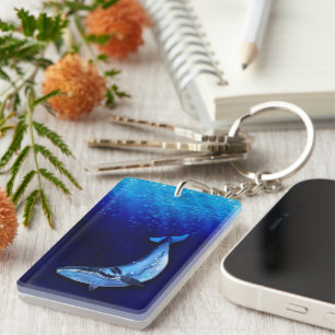 Whale Vertical Motion Scene To Down In Ocean Depth Keychain