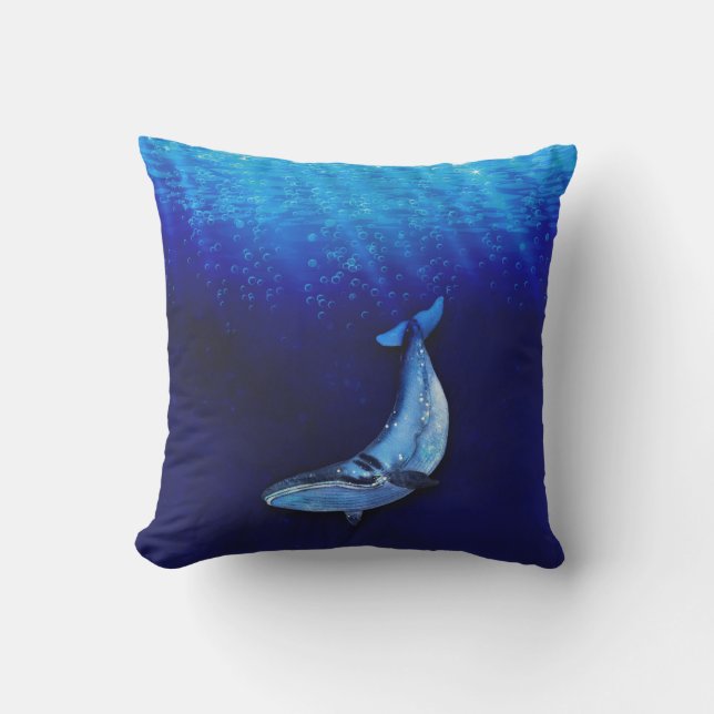 Whale Vertical Motion Scene To Down In Ocean Depth Outdoor Pillow (Front)