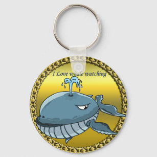 whale watching for giant floating blue whales keychain